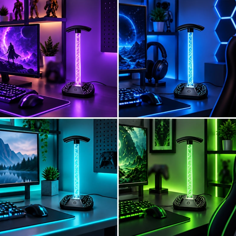 Lampe d'ambiance support de casque, tube à bulles RVB tactile