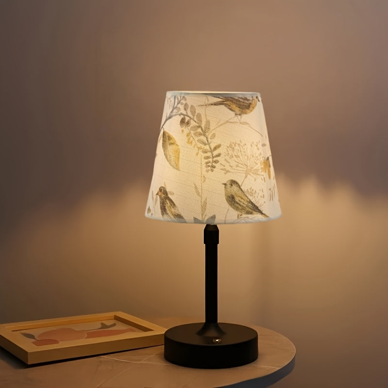 Lot de 2 petits abat-jour en tissu imprimé oiseaux et fleurs