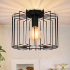 Plafonnier noir à cage filaire en fil de fer, Ø 27 cm, douille E27