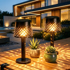 Lot de 2 lampes de table solaires à abat-jour treillis, 21 cm