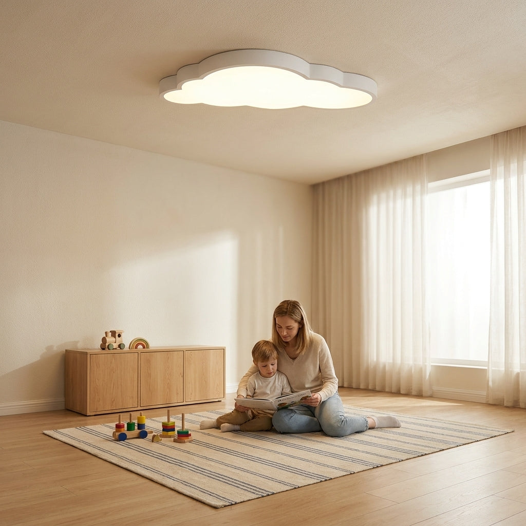 Plafonnier LED nuage blanc 50 cm pour chambre d'enfant, trois teintes