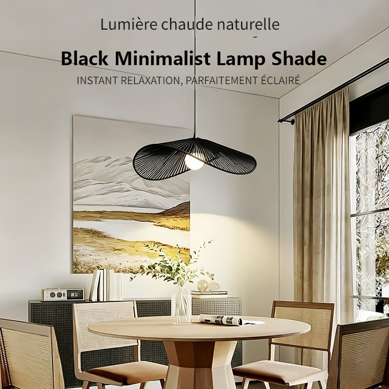 Abat-jour chapeau ondulé en cordelette noire, Ø 41,5 x H 12 cm