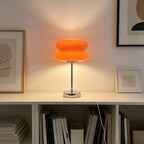 Lampe champignon orange à double bulle sur tige chromée, 36 cm