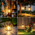 Lot de 2 ou 4 suspensions solaires cage dorée, filament LED