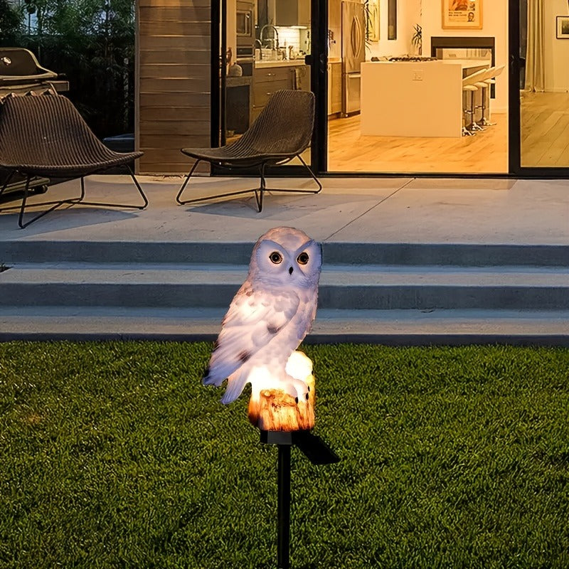 Lampe solaire hibou en résine sur piquet, lot de 2 pour jardin