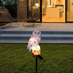 Lampe solaire hibou en résine sur piquet, lot de 2 pour jardin