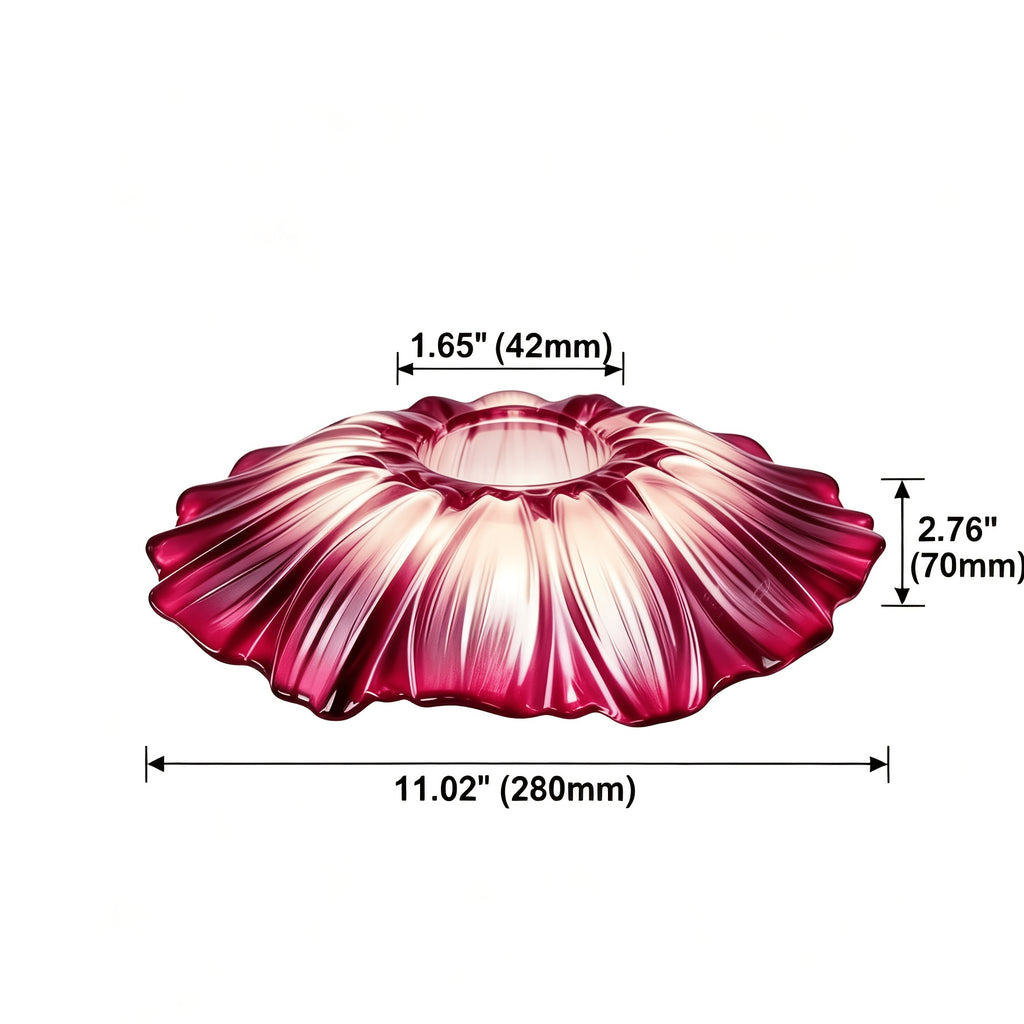Abat-jour en verre feuille de lotus à volants, 3 coloris, Ø 28 cm
