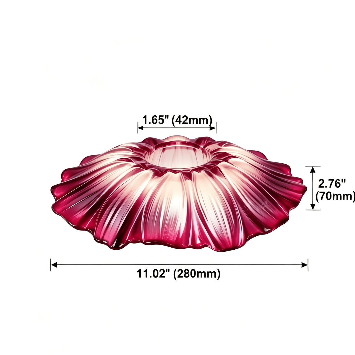 Abat-jour en verre feuille de lotus à volants, 3 coloris, Ø 28 cm