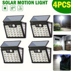 Applique solaire à détecteur, panneau inclinable 72 LED, lot de 4