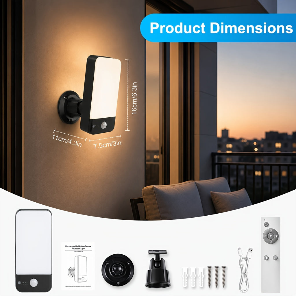 Applique rechargeable à détecteur et télécommande, 3 teintes IP65