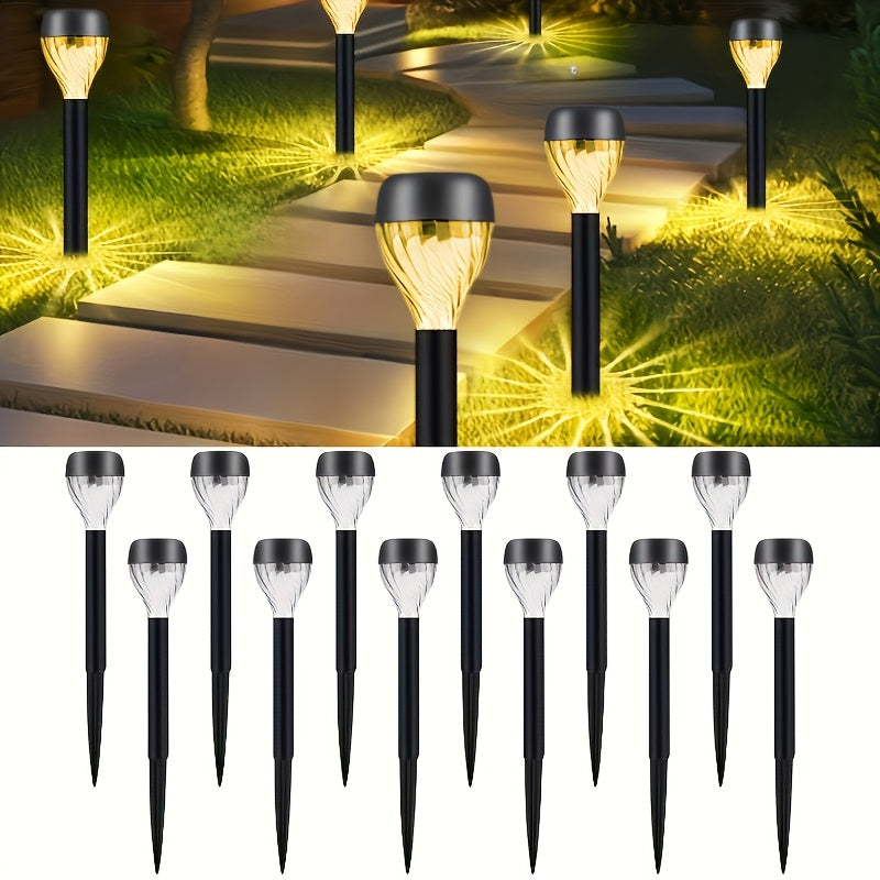 Lot de 10 lampes solaires sucette à tête torsadée pour allée
