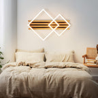 Plafonnier LED bois et cadres noirs, 2 ou 3 cadres, télécommande