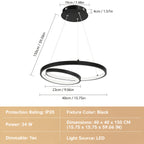 Lustre LED spirale à deux niveaux Ø 40 cm, blanc ou noir, 34 W