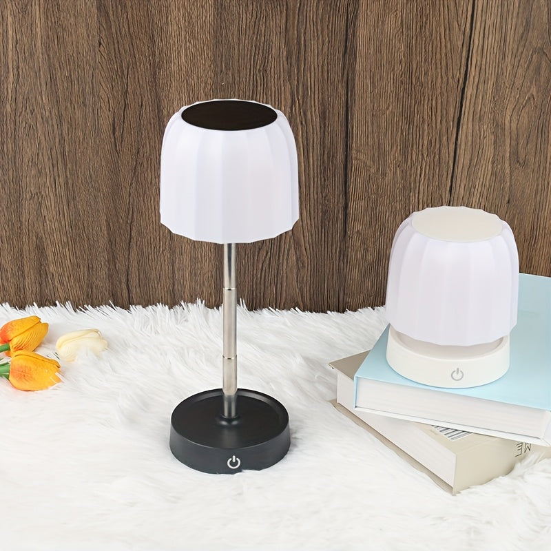 Lampe de chevet sans fil réglable en hauteur, abat-jour côtelé