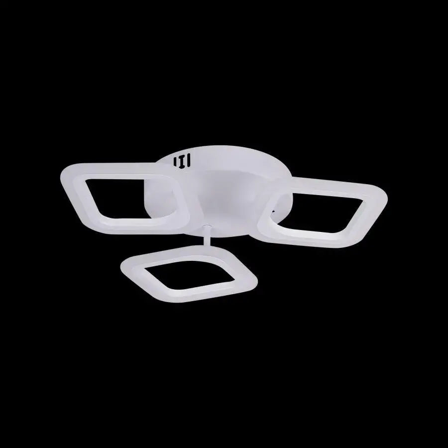 Plafonnier LED à trois carrés arrondis blancs, 24 W, blanc neutre