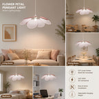 Suspension fleur à larges pétales rose poudré, Ø 60 cm, douille E27