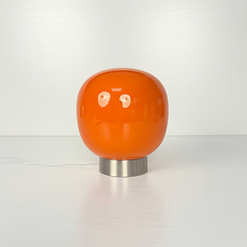 Lampe de chevet globe en verre coloré, socle métal, USB, 19 cm