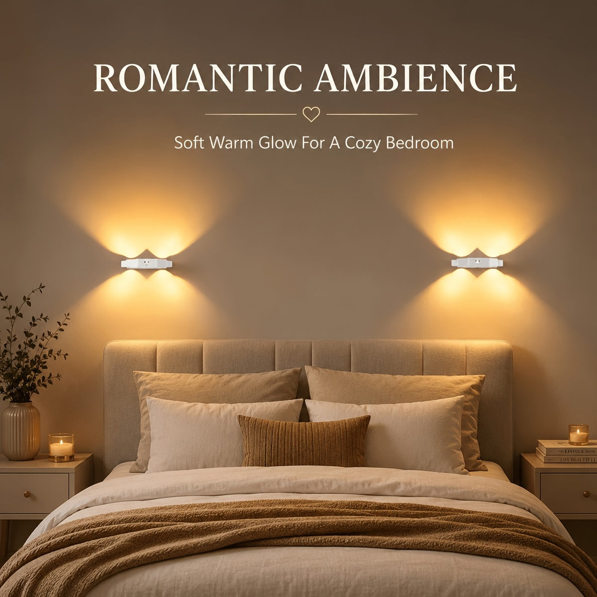 Applique murale LED sans fil haut et bas rechargeable, lot de 4