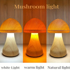 Lampe champignon effet bois, veilleuse tactile rechargeable 17 cm
