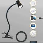 Lampe de bureau à pince noire à tête conique, col de 38,5 cm