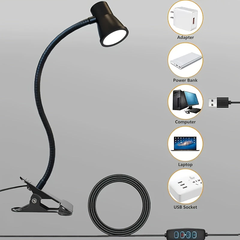 Lampe de bureau à pince noire à tête conique, col de 38,5 cm