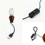 Lampe de chevet lanterne en tissu à décor d'estampe, pied en bois