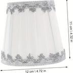 Lot de 2 abat-jour plissés blancs à dentelle argentée, Ø 12 cm