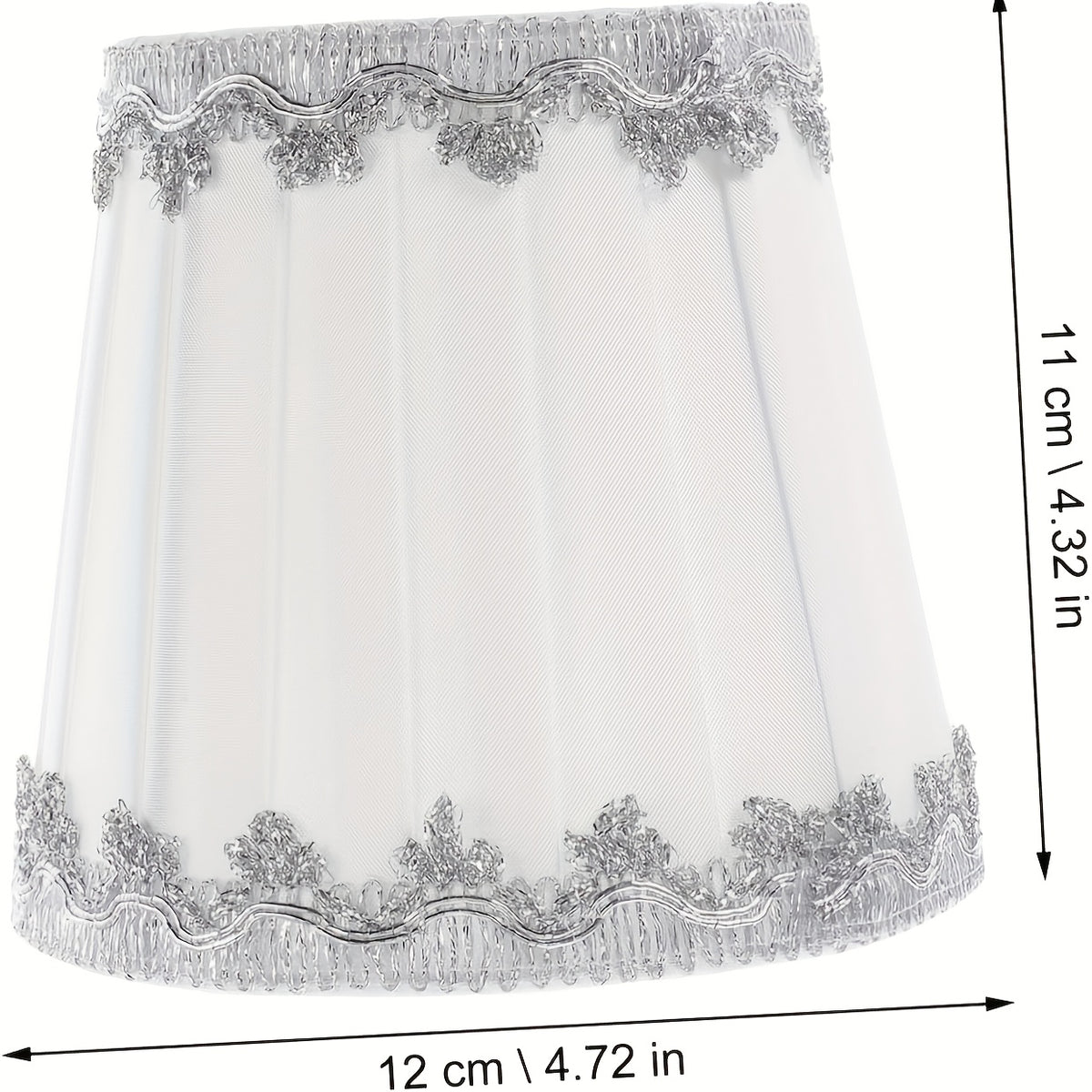 Lot de 2 abat-jour plissés blancs à dentelle argentée, Ø 12 cm