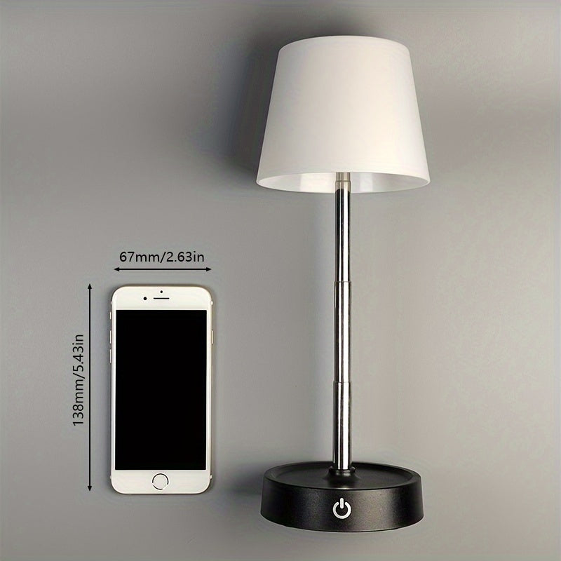 Lampe de chevet rechargeable à hauteur variable, cône blanc lisse