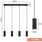 Suspension 4 cylindres facettés noirs GU10, barre de 60 cm