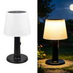 Lampe de table solaire à abat-jour blanc nervuré, 3 intensités