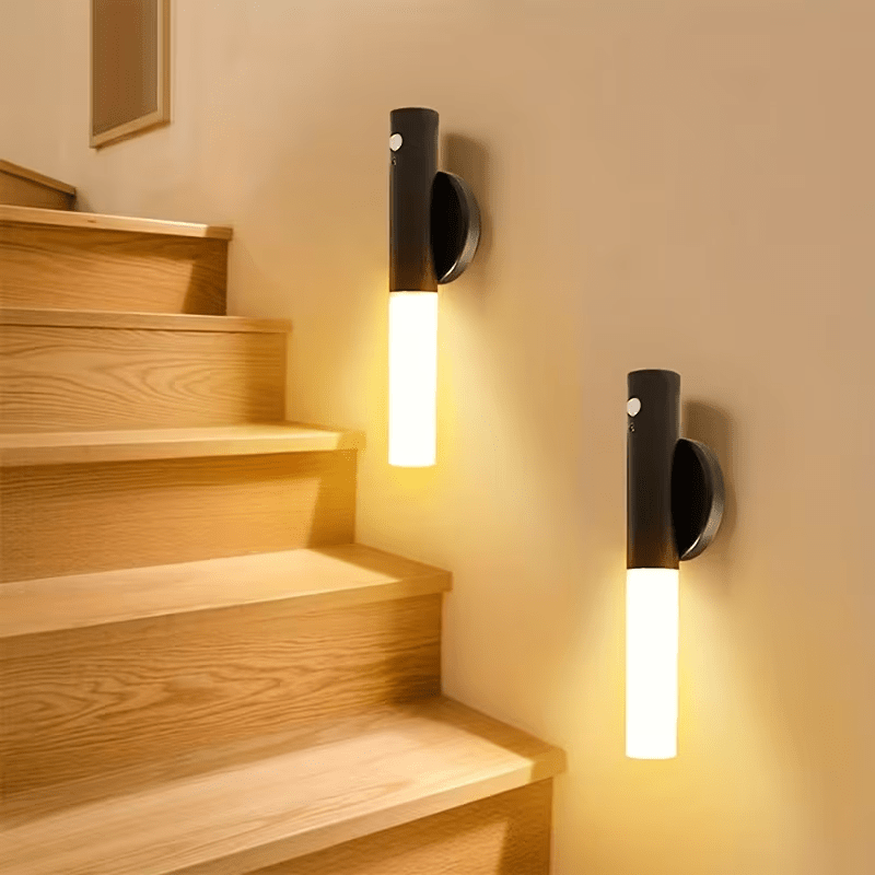Applique murale LED tube à détecteur de mouvement, recharge USB-C