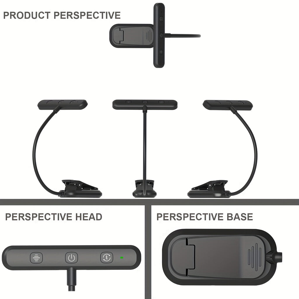 Lampe de lecture à pince barre 25 LED, minuterie, noire ou blanche