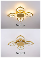 Plafonnier LED à 4 feuilles scintillantes, doré, blanc ou noir