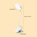 Lampe de chevet à pince rechargeable USB-C, tête ronde de 9,3 cm