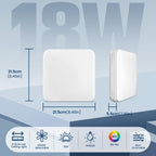 Lot de 2 plafonniers LED carrés 21,5 cm, blanc froid 6500 K