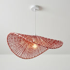 Abat-jour chapeau ondulé en cordelette rouge et blanche, Ø 40 cm