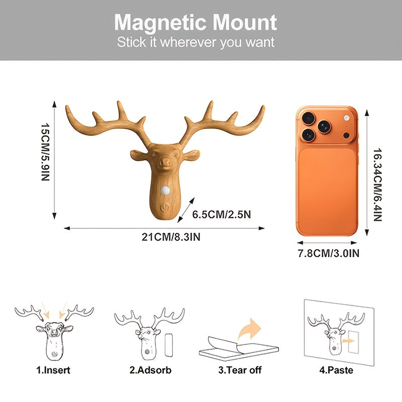 Applique murale tête de cerf LED à détecteur, sans fil rechargeable