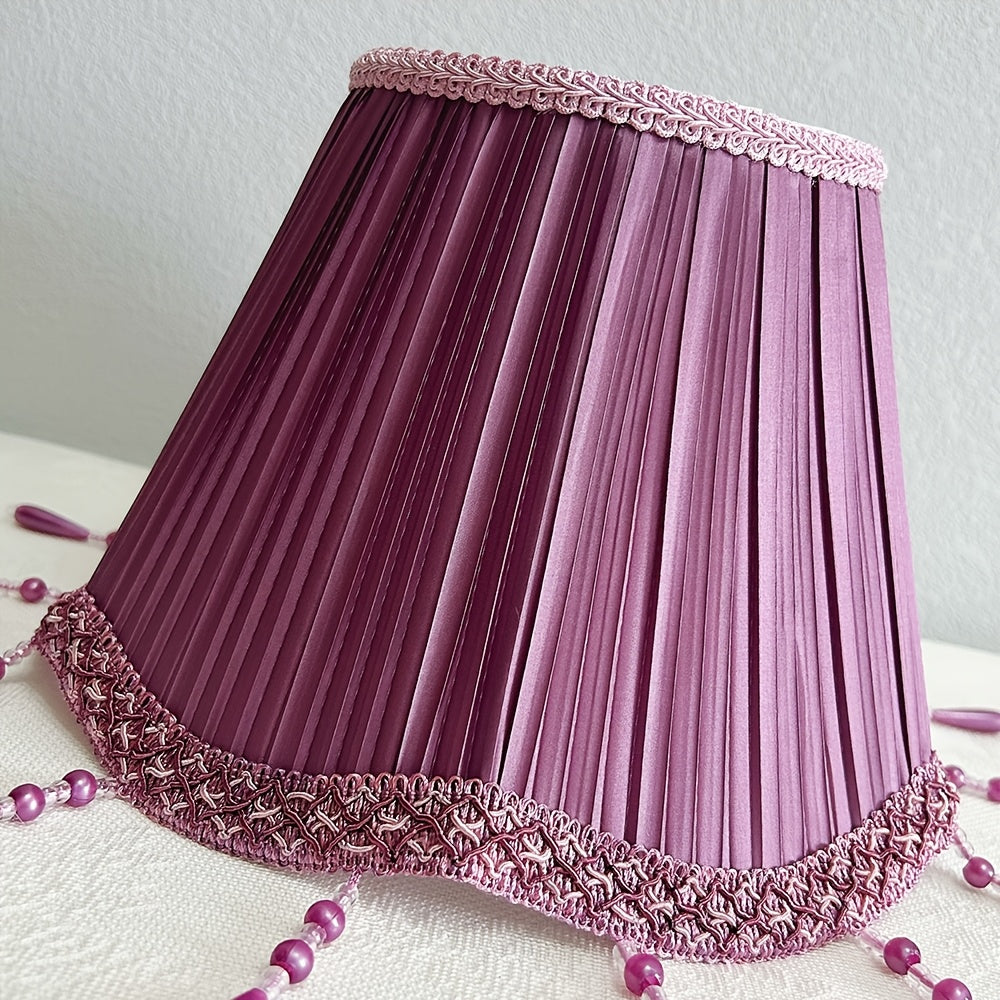 Abat-jour plissé violet prune à pendeloques en gouttes, Ø 25 cm
