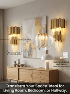 Applique murale design couronne de métal doré et cristal, 52 cm