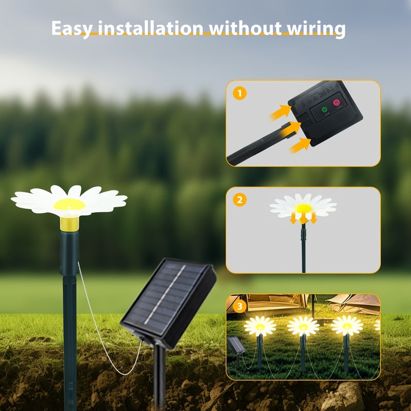 Guirlande solaire marguerites sur piquets, IP44, 10 à 40 LED