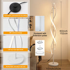 Lampadaire spirale LED double hélice à quatre teintes, 152 cm