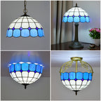 Verre de remplacement vitrail blanc à bordure bleue, Ø 30 cm