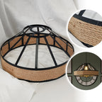 Abat-jour cage en métal noir et corde de jute naturelle, Ø 29 cm