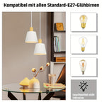 Lot de 2 suspensions métal Ø 20 cm, manchon effet bois, E27