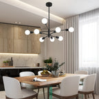 Lustre spoutnik 8 bras en métal noir, Ø 75 cm, douilles E27