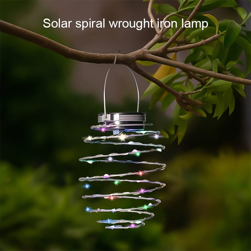 Suspension solaire spirale en fil de fer à 16 LED, lot de 3 ou 5