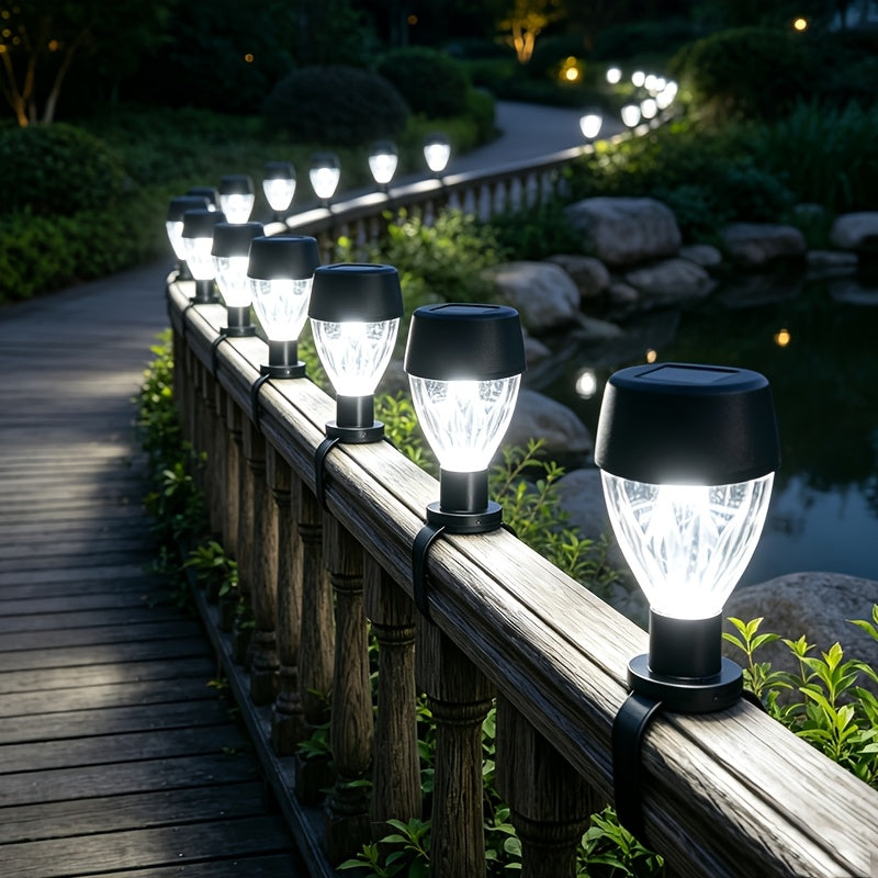 Lot de 8 lampes solaires pour rampe et clôture, fixation collier
