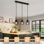 Suspension cages en métal noir E14, 1 lumière ou 3 en grappe