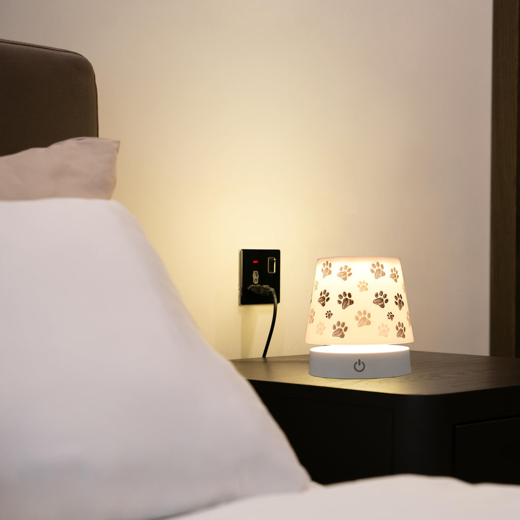 Lampe de chevet sans fil télescopique, décor cerfs ou empreintes
